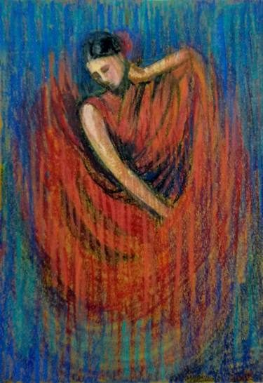 375x546 flamenco dancer oil pastel painting painting - Pastel Drawing