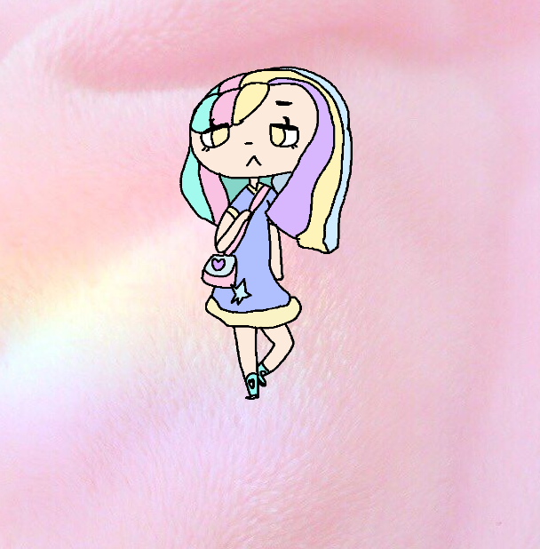 608x618 Pastel Girl Drawing With Aesthetic Background - Pastel Girl Drawing