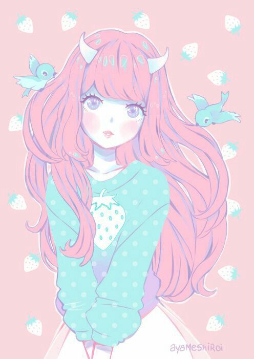496x701 anime pastel girl art anime art, pastel goth, anime - Pastel Girl Drawing