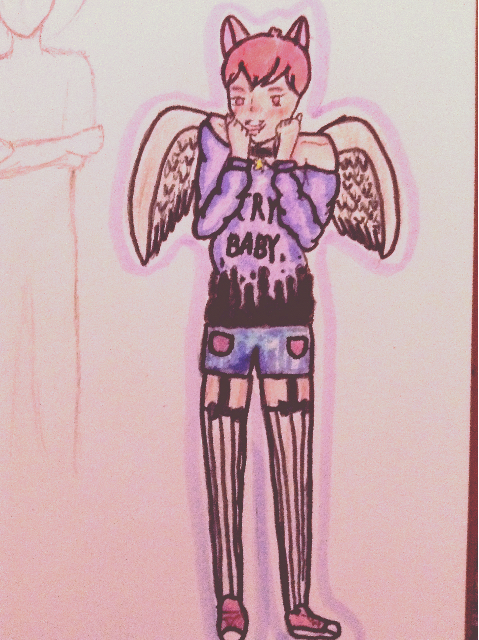 479x640 sweater boyo pastelgoth socks cat drawing - Pastel Goth Drawing