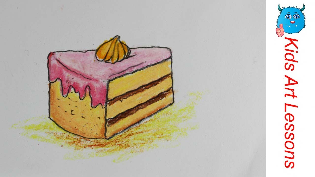 1280x720 food drawings how to draw a piece of pastry cake easily in oil - Pastry Drawing