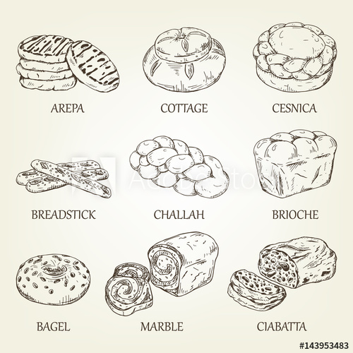 500x500 hand drawing collection of bakery products vector illustration - Pastry Drawing