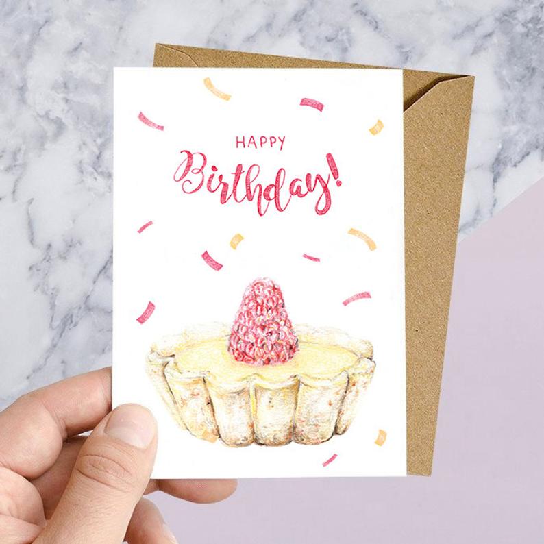 794x794 let them eat cake happy birthday greeting card lemon tart etsy - Pastry Drawing