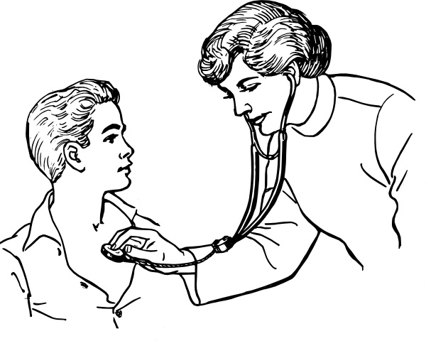 600x480 Doctor Examining A Patient Clip Art Free Vector In Open Office - Patient Drawing