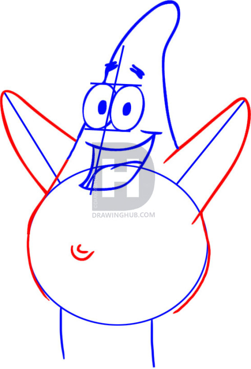 490x720 how to draw patrick star, step - Patrick Star Drawing