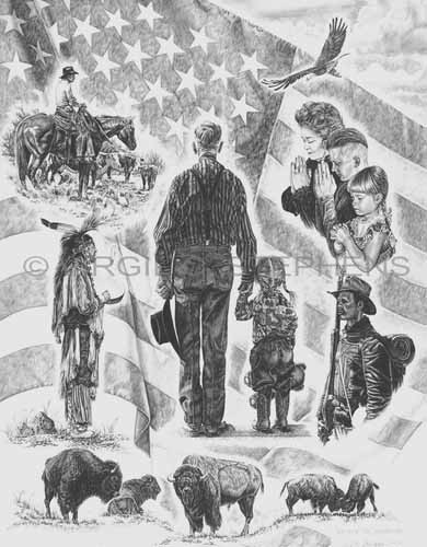 390x500 stephens drawing patriotic western american flad with children - Patriotic Drawing
