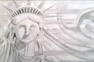 300x198 student artists draw on patriotic theme mainstreams - Patriotic Drawing
