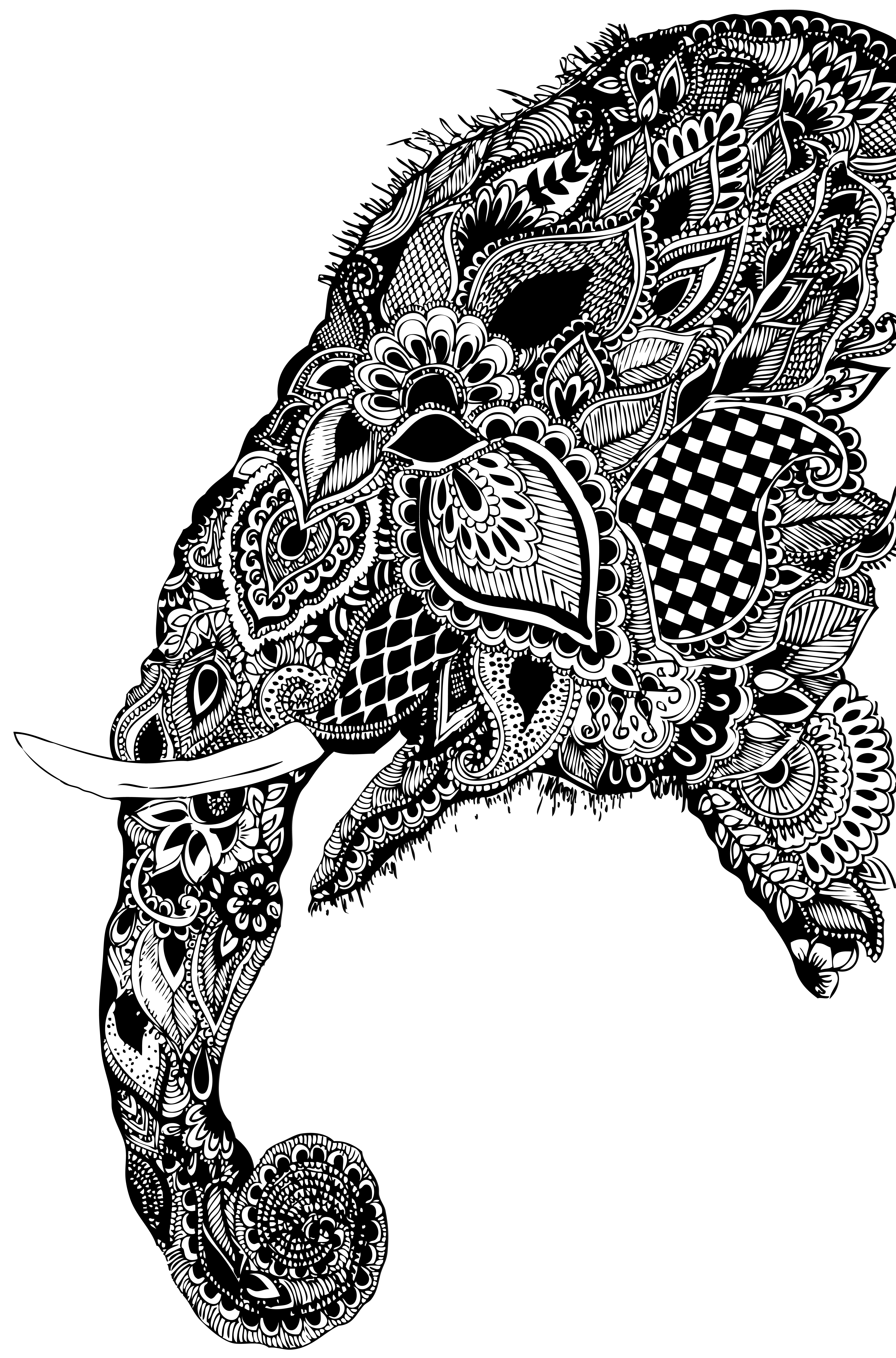5461x8277 Paisley Drawing Elephant For Free Download - Pattern Elephant Drawing