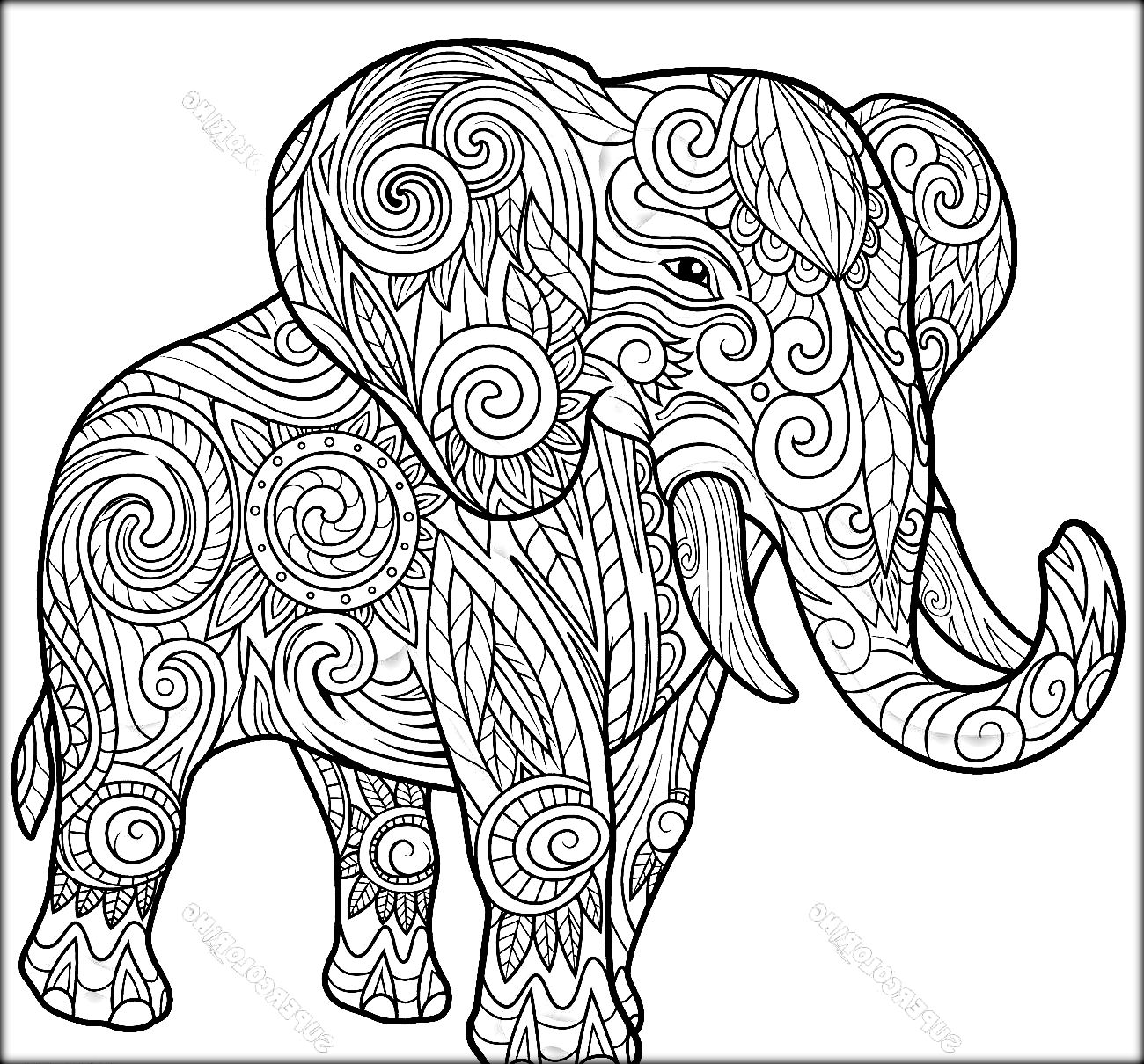 1300x1210 tumblr coloring pages elephants - Pattern Elephant Drawing