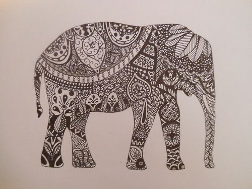 500x375 zentangle animals animal zentangle patterns elephant drawing - Pattern Elephant Drawing
