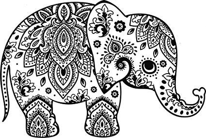 425x285 pretty paisley pattern indian ornament stamp art vinyl - Pattern Elephant Drawing