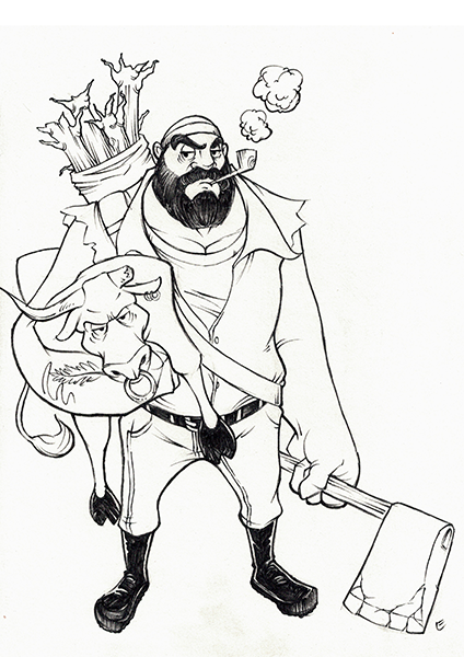 424x600 mean paul bunyan - Paul Bunyan Drawing
