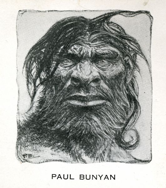530x600 paul bunyan drawing wisconsin historical society - Paul Bunyan Drawing