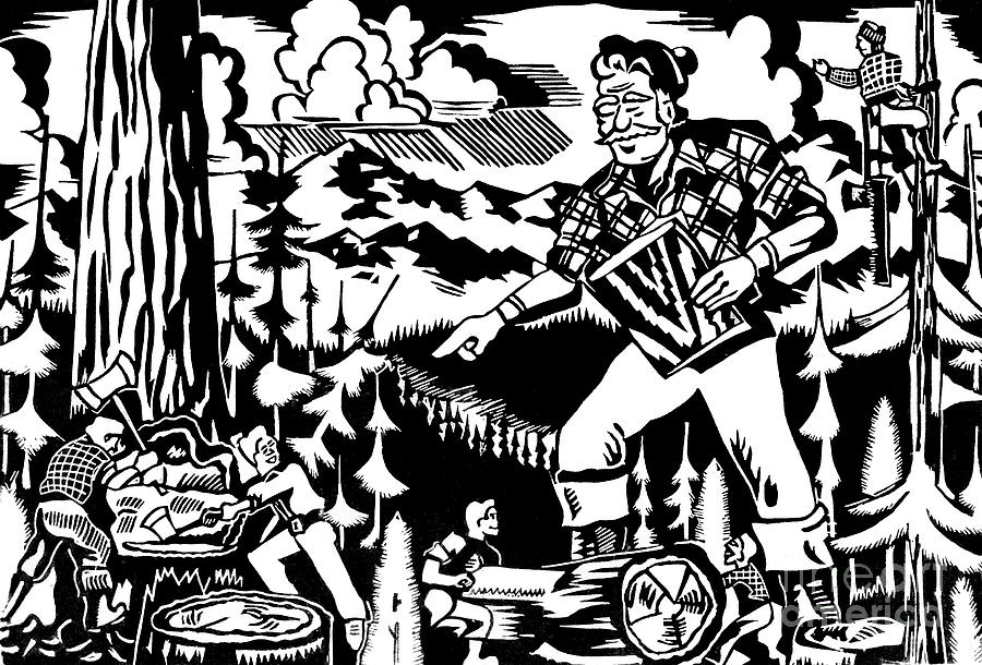 900x610 paul bunyan and crew drawing - Paul Bunyan Drawing
