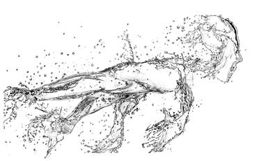 375x231 Running Water Drawing - Paul Drawing