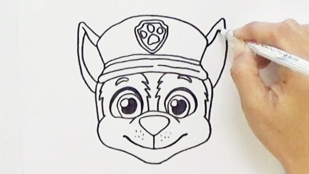 1280x720 how to draw chase face from paw patrol - Paw Drawing