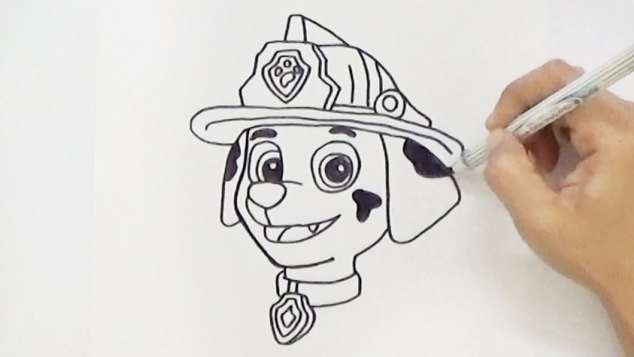 1280x720 how to draw marshall face from paw patrol - Paw Patrol Drawing
