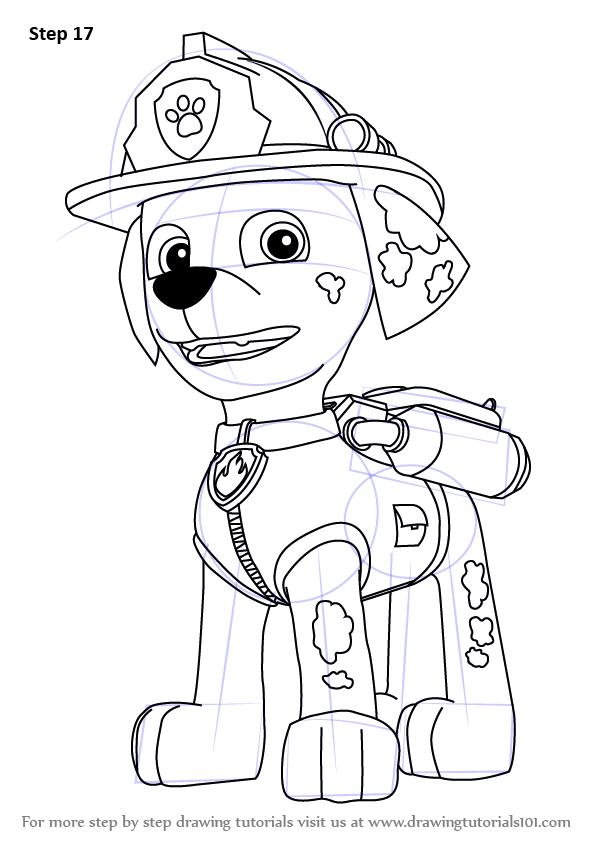 598x844 learn how to draw marshall from paw patrol - Paw Patrol Drawing