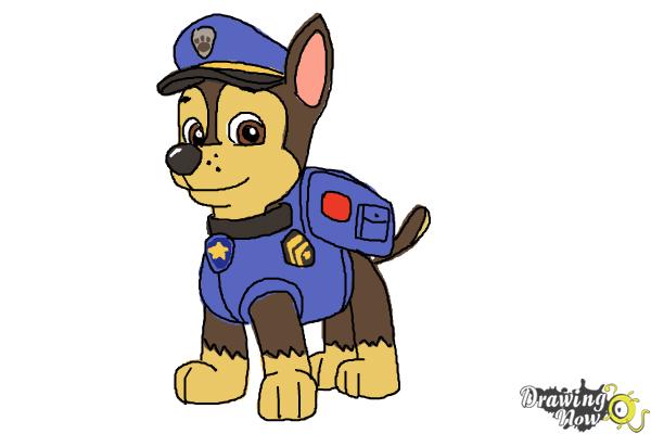 600x400 how to draw chase from paw patrol - Paw Patrol Marshall Drawing