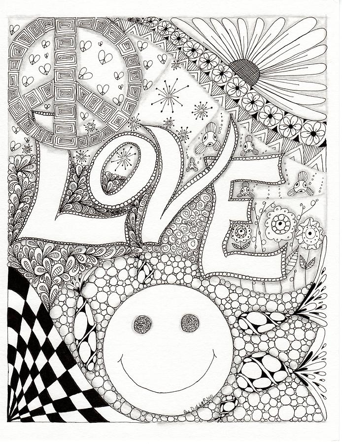 694x900 peace love and happiness drawing - Peace And Love Drawings