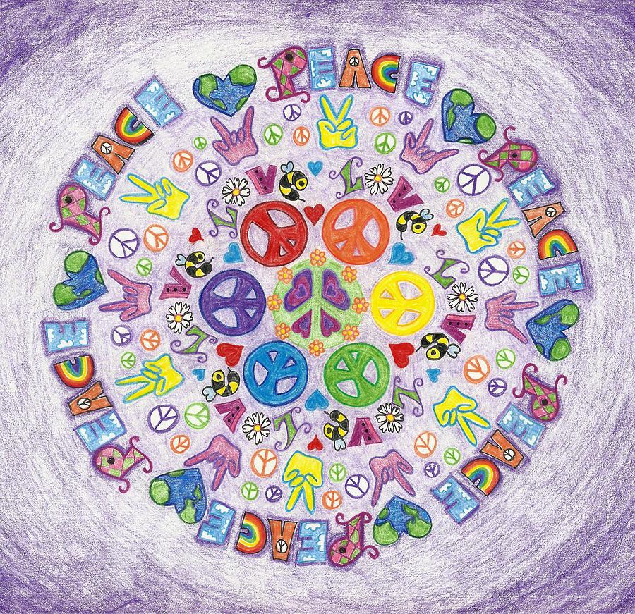 900x871 peace love and rock n roll mandala drawing - Peace And Love Drawings