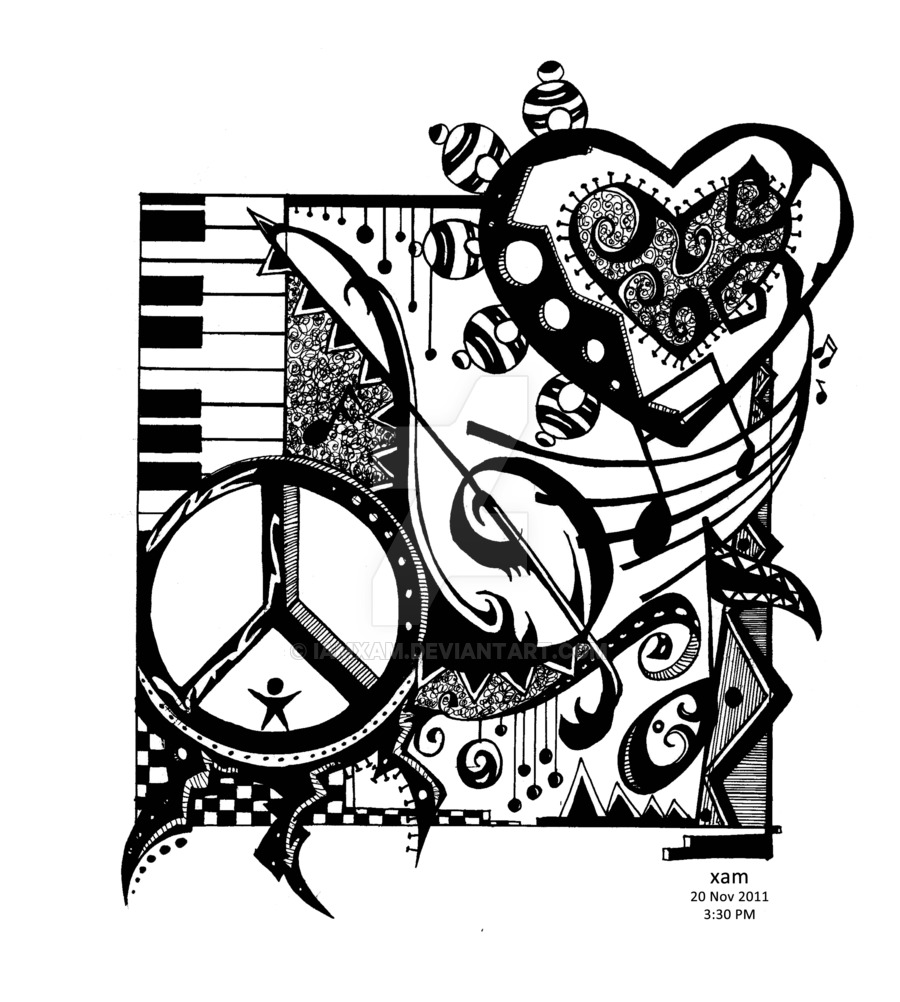 900x1002 peace love and rock n' roll - Peace And Love Drawings