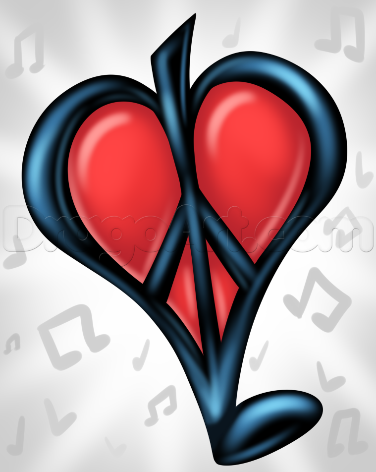 759x952 how to draw a peace love music tattoo, step - Peace And Love Drawings
