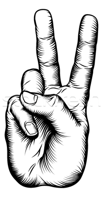 209x400 Peace Hand Sign Drawing - Peace Hand Drawing