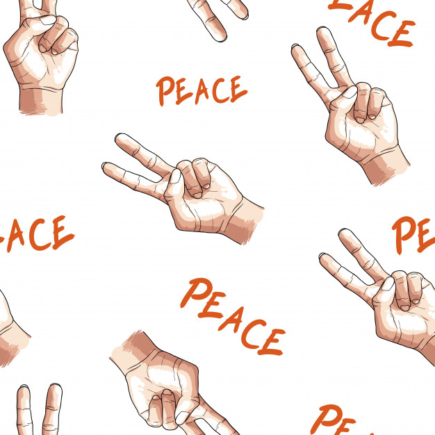 626x626 Peace Hand Drawing Seamless Pattern Vector Premium Download - Peace Hand Drawing