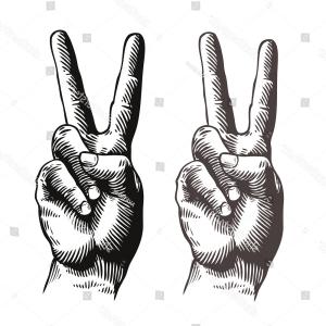 300x300 Royalty Free Stock Photos Hand Print Vector Peace Sign Image - Peace Hand Drawing