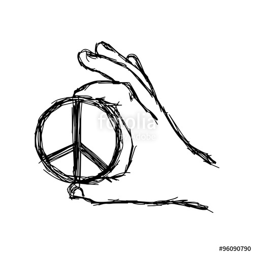 500x500 illustration vector doodle hand drawn of sketch right hand holding - Peace Hand Drawing