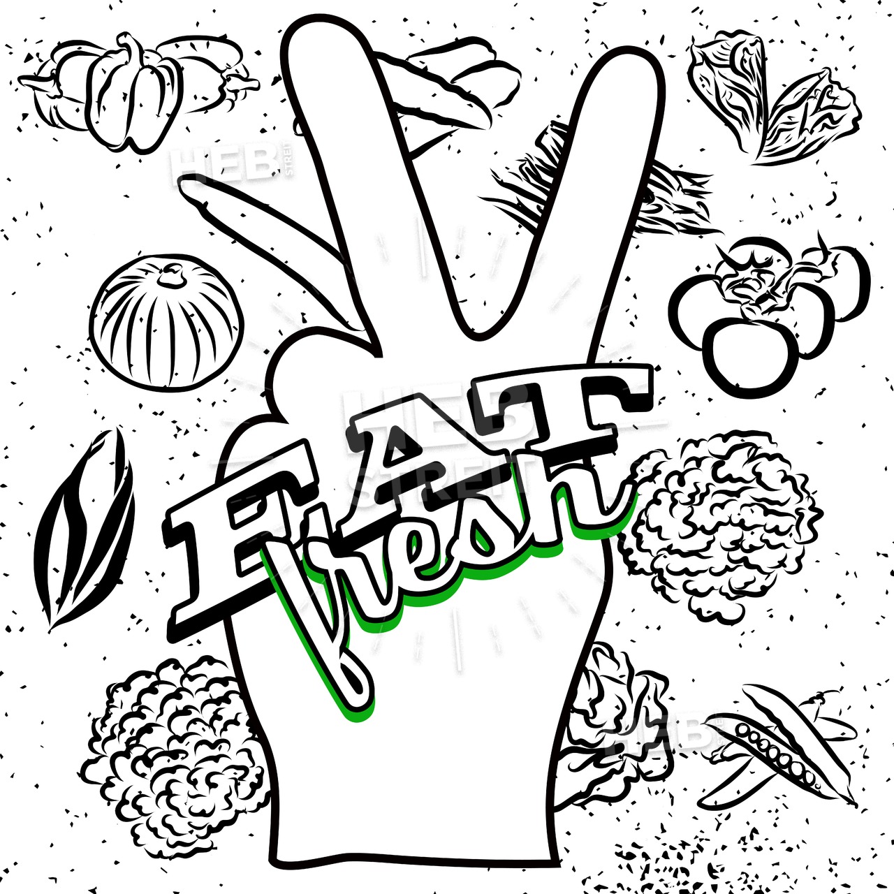 1280x1280 eat fresh lettering on peace hand sign hebstreits sketches - Peace Hand Drawing