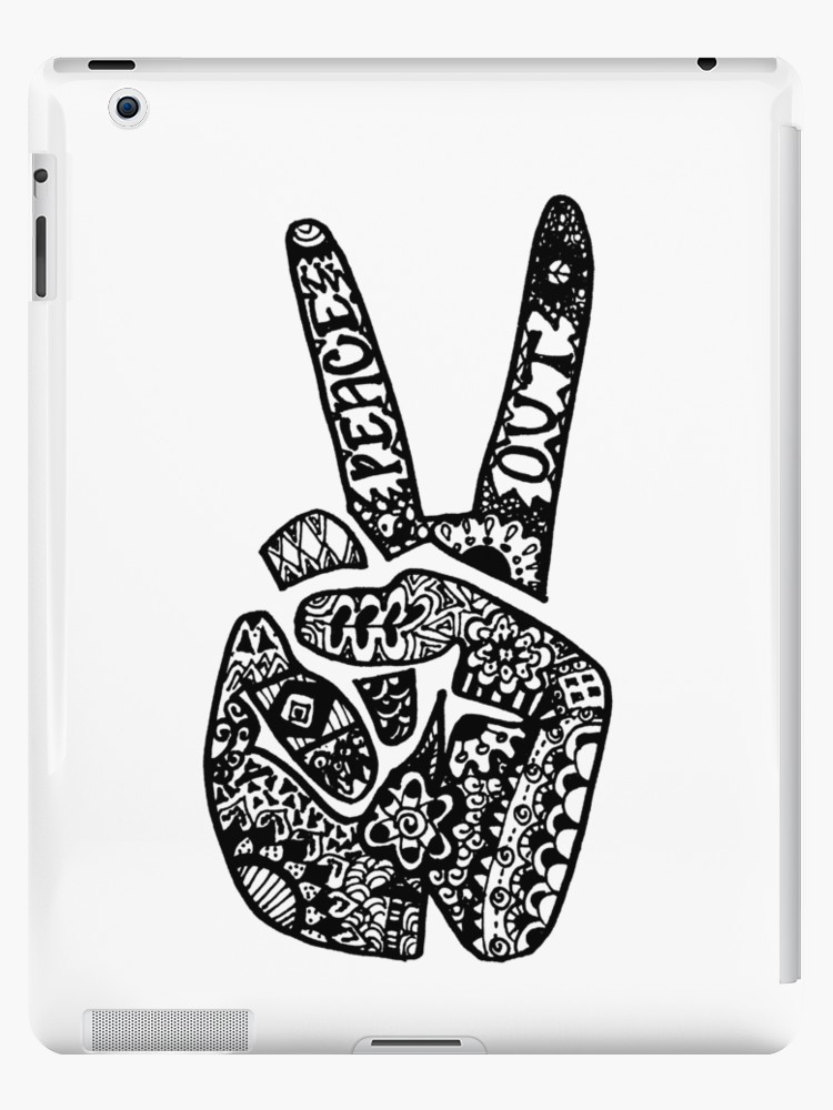 750x1000 Hand Drawn Peace Out Sign Ipad Cases Skins - Peace Hand Drawing