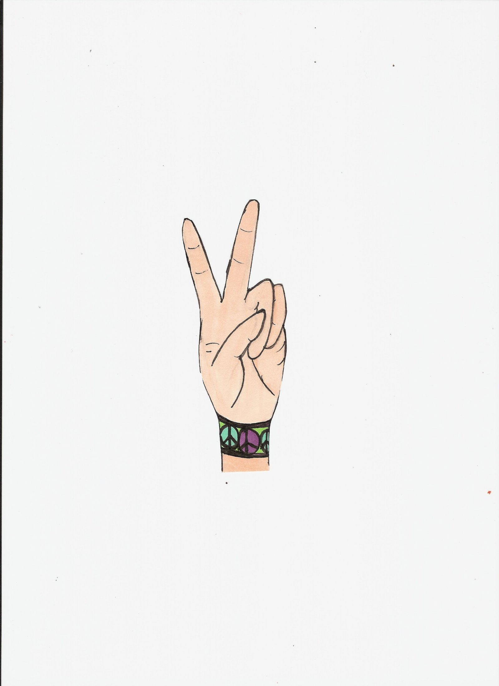 peace sign hand drawing left hand