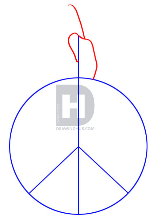 499x720 how to draw a peace sign, step - Peace Hand Sign Drawing