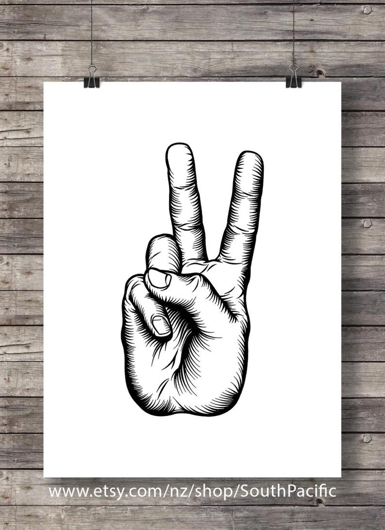 794x1093 peace hand sign vintage graphic peace sign black and white etsy - Peace Hand Sign Drawing
