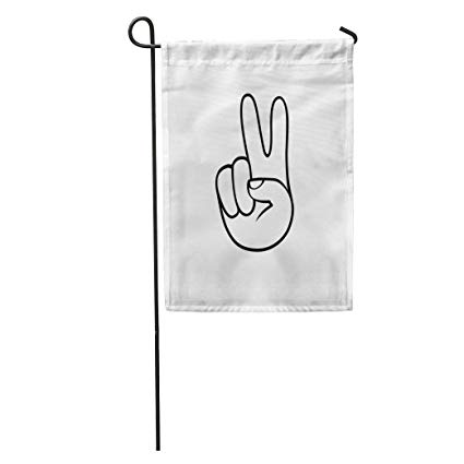 425x425 semtomn garden flag sign peace hand symbol black - Peace Hand Sign Drawing