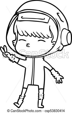300x470 cartoon spacegirl making peace sign vector clip art - Peace Sign Drawing