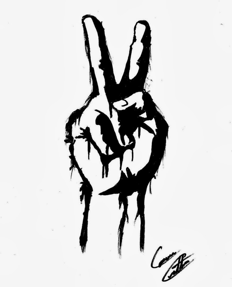 803x995 peace sign fingers drawing - Peace Sign Drawing