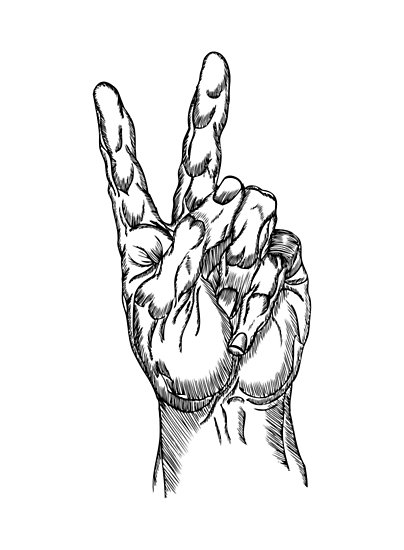 404x550 two fingers peace sign posters - Peace Sign Drawing
