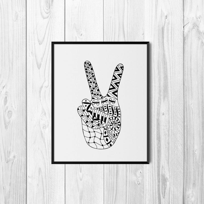 794x794 hippie decor bedroom hippie poster poster print peace sign etsy - Peace Sign Hand Drawing