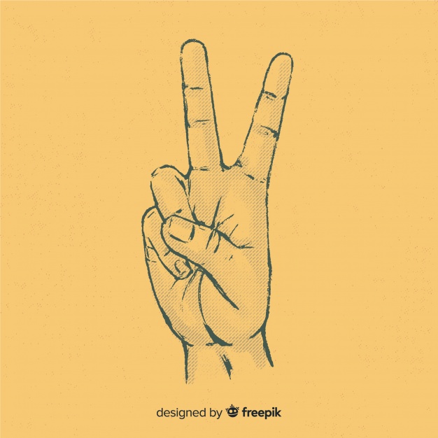 626x626 realistic hand peace sign background vector free download - Peace Sign Hand Drawing