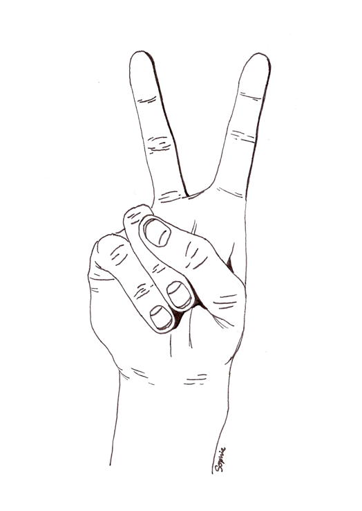 524x738 Hey Go Follow My Best Friends Rivas - Peace Sign Hand Drawing