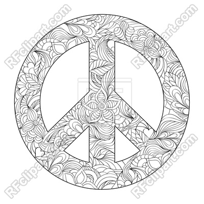 400x400 hand drawn floral peace symbol vector image of signs, symbols - Peace Sign Hand Drawing