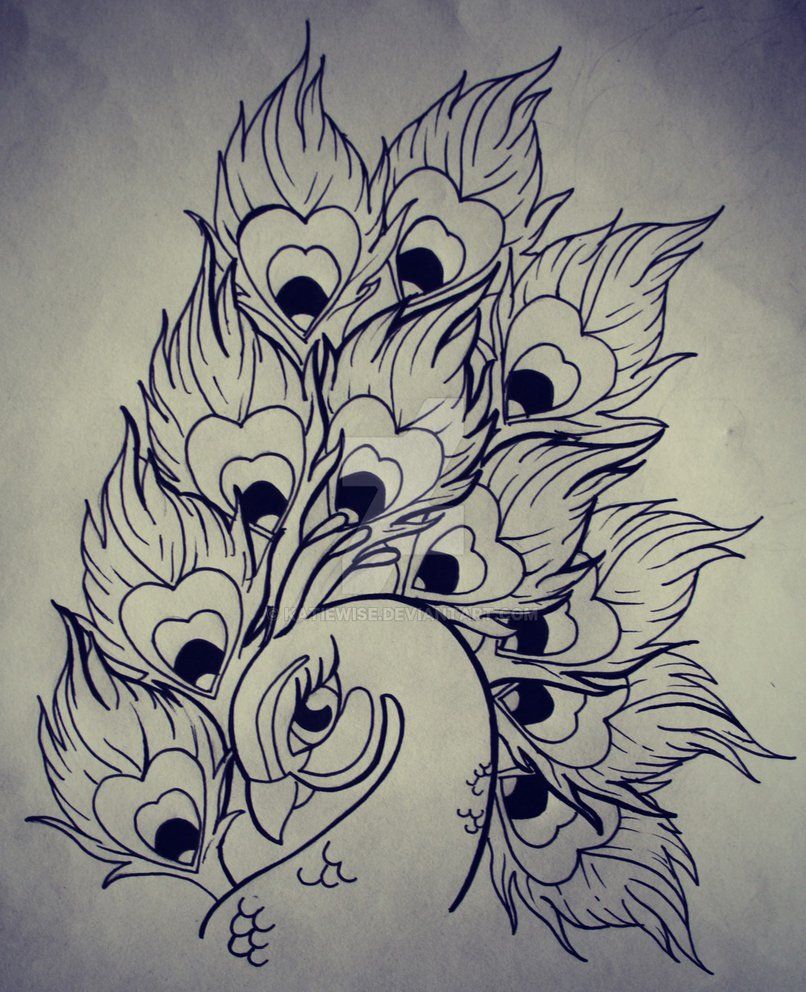 806x992 Peacock Design - Peacock And Flower Drawing Tattoo
