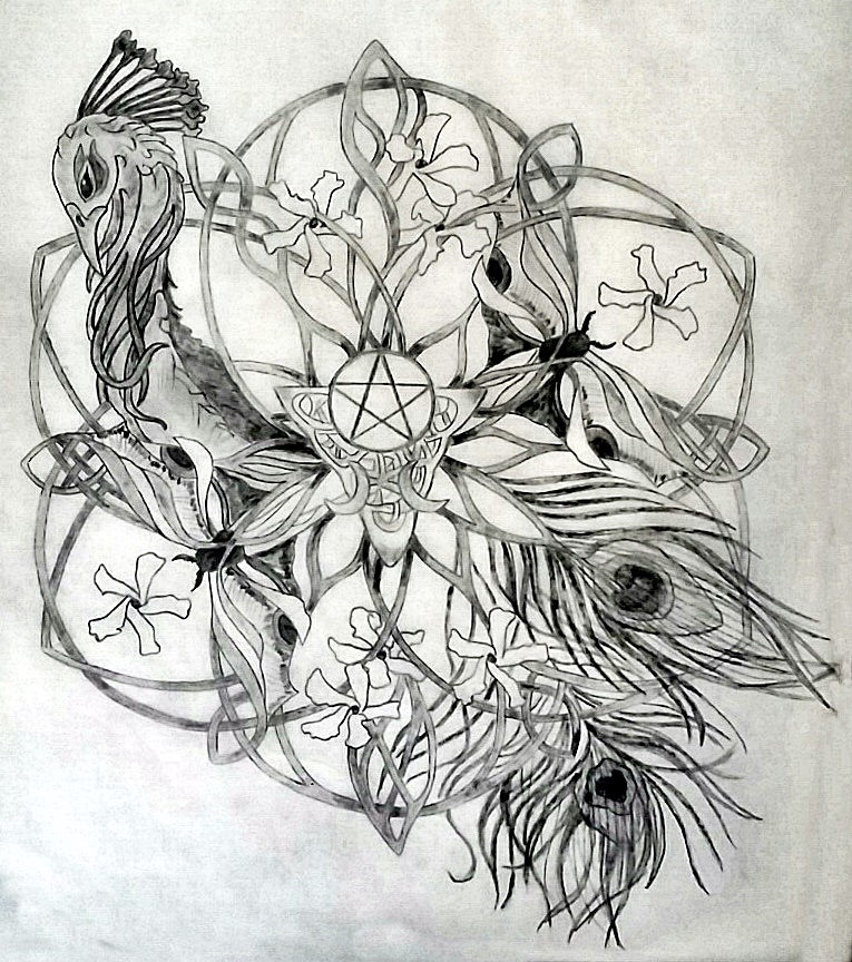 765x864 Peacock Tattoo Tania Marie - Peacock And Flower Drawing Tattoo