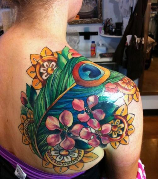 Peacock And Flower Drawing Tattoo at PaintingValley.com | Explore ...