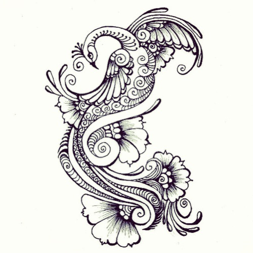 500x500 Beautiful Peacock Tattoo Design And Ideas - Peacock And Flower Drawing Tattoo