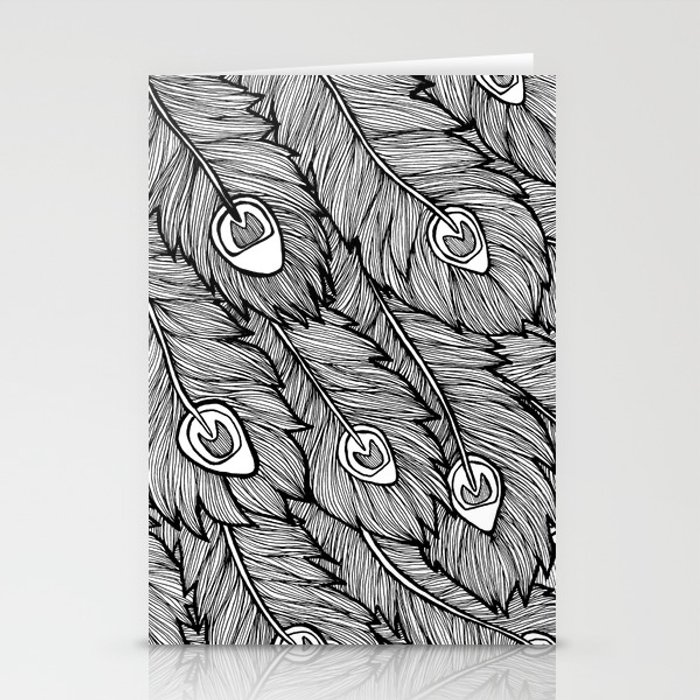 700x700 black white peacock feathers stationery cards - Peacock Black And White Drawing