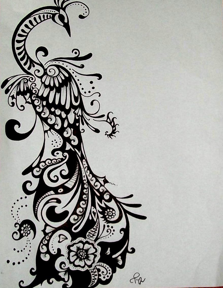 879x1135 Peacock Drawing Ink Tattoo Design Commissioned Tattoo In Black - Peacock Black And White Drawing